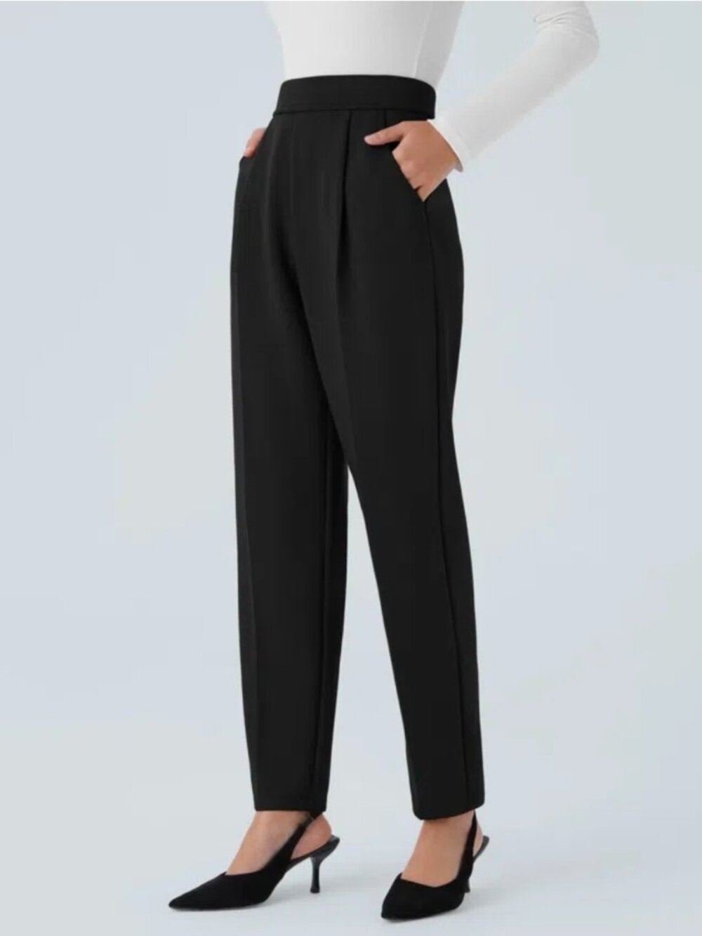 Halara Flex High Waisted Pocket Tapered Work Black Pants Size Large